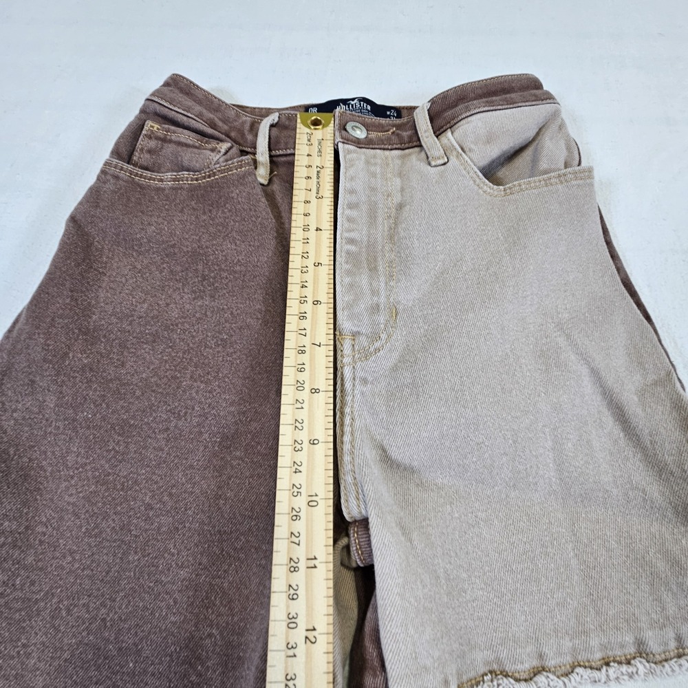Hollister Jeans Woman Teen OR 24 31 Brown Patchwork Y2K Ultra High Rise Dad Jean - Picture 8 of 10